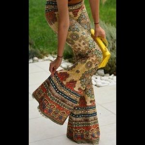 Skinny flower print fashion Bell- bottoms